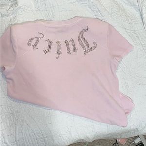 Velour rhinestone baby pink Juicy t-shirt